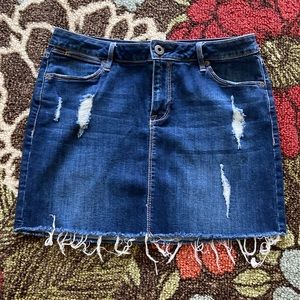Distressed jeans skirt